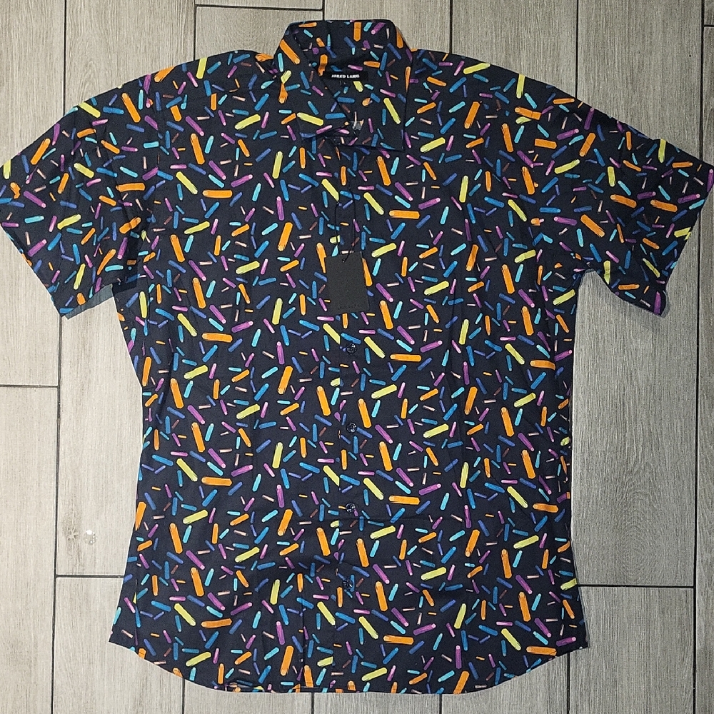 Jared Lang Black and Blue Casual Button Down Shirt